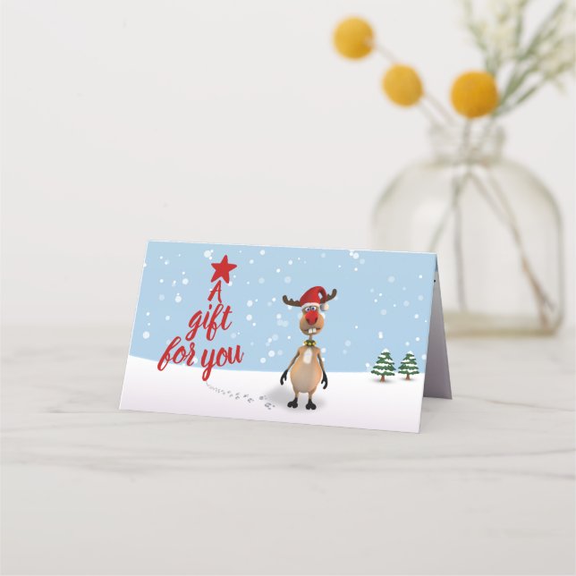 Carte De Placement Funny Reindeer Christmas Tree Carte cadeau (Devant)