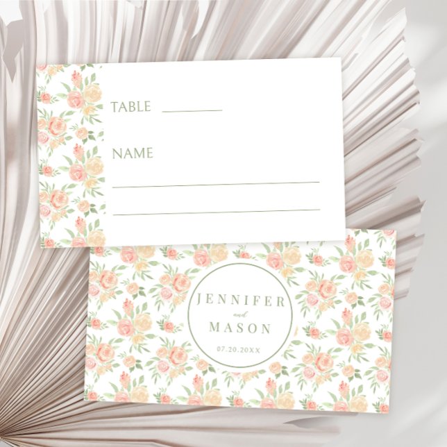 Carte De Placement Gamme Pastel fleurs roses mariage bohème (Créateur téléchargé)
