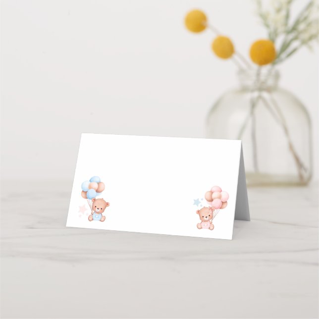 Carte De Placement Garçon Fille Twins Teddy Baby shower Ours Blank (Devant)