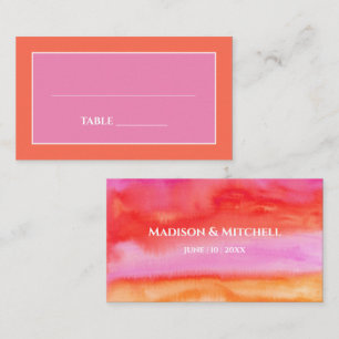 Carte De Placement Garden Sunrise Pink Orange Aquarelle Mariage