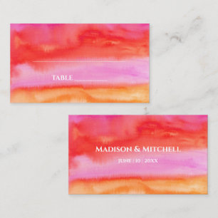 Carte De Placement Garden Sunrise Pink Orange Aquarelle Mariage