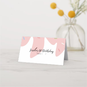 Carte De Placement Gâteau d'anniversaire glace rose fondante paillett