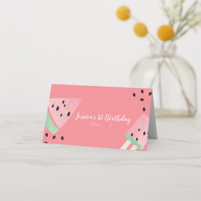 Carte De Placement Gâteau de glace aux graines de pastèque aquarelle  (Devant)