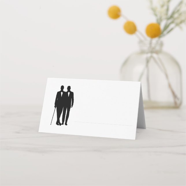 Carte De Placement Gay Mariage Grooms Fine Line pour le nom (Devant)
