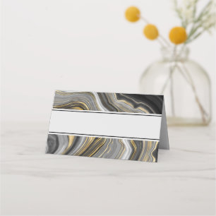 Carte De Placement Géode moderne Gold & Grey Agate