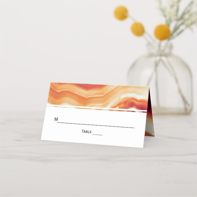 Carte De Placement Géode rouge agate en marbre mariage escorte pliée (Devant)
