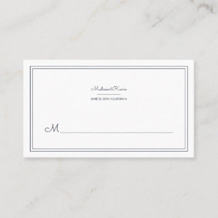 Carte De Placement Géométrique moderne   Mariage bleu simple