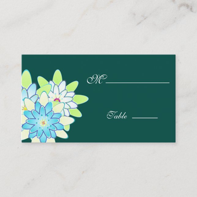 Carte De Placement Gerbera Daisy Blue Green Place Card pour l'occasio (Devant)