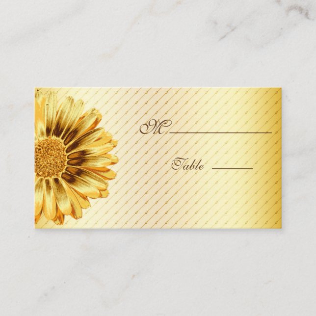 Carte De Placement Gerbera Daisy Gold Place Card pour Mariage d'occas (Devant)
