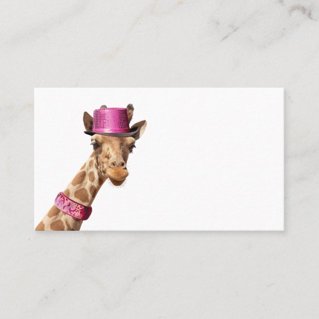 Carte De Placement Giraffe en casquette rose étincelant (Devant)
