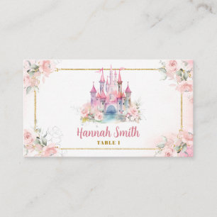 Carte De Placement Girl Princess Royal Castle Cinquième anniversaire