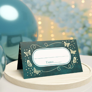 Carte De Placement Girly Emerald Green Gold 15 Ans Papillons