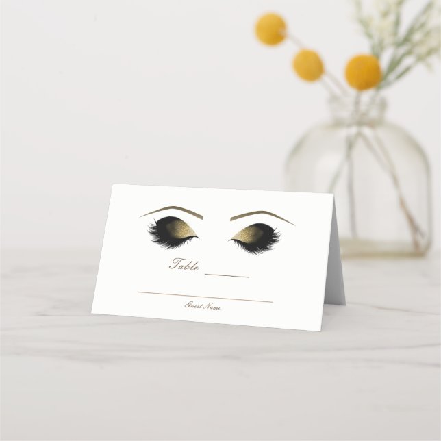 Carte De Placement Glam Gold Maquillage Eyelashes Beauté Event Table  (Dos)