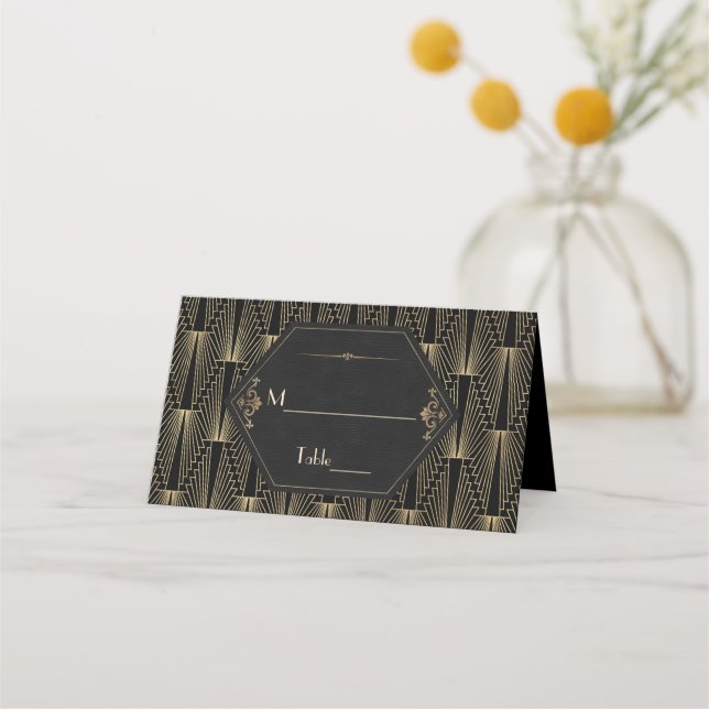 Carte De Placement Glam Roaring 20s Great Gatsby Art Deco Wedding (Devant)