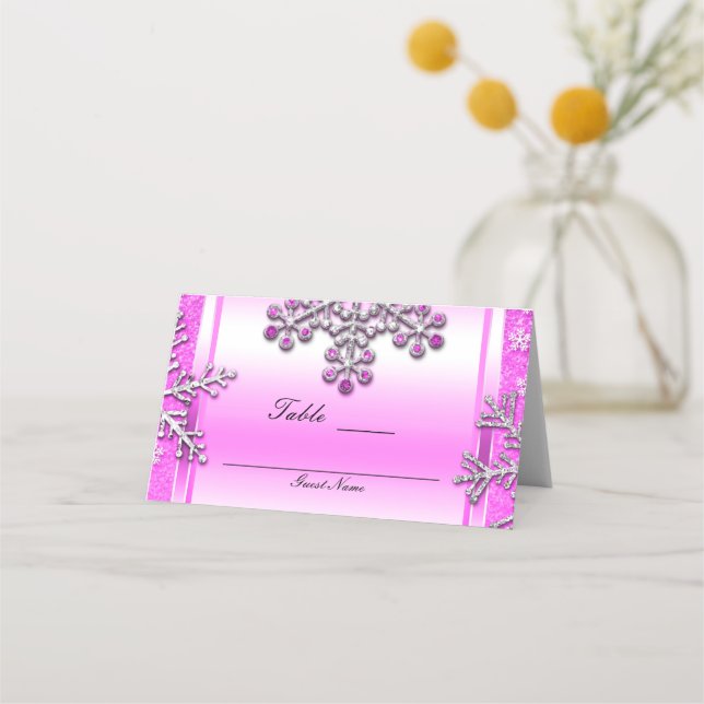 Carte De Placement Glam Winter Wonderland Parties scintillant rose Nu (Dos)