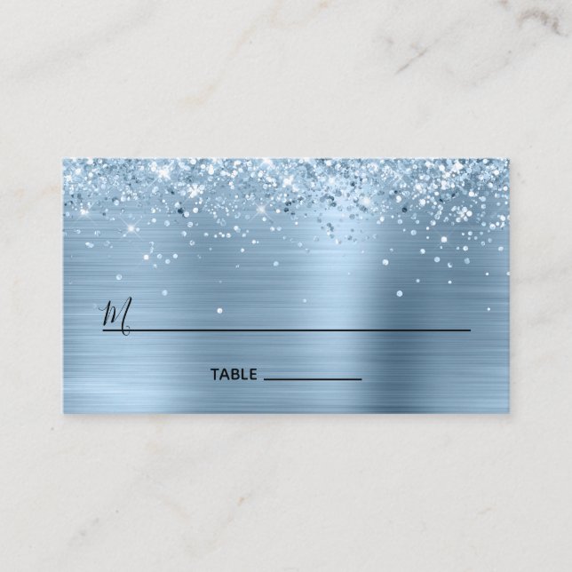 Carte De Placement Glitterie Bleu clair Foil Linked Blank (Devant)