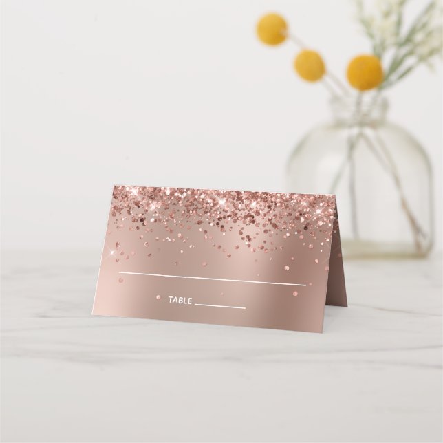 Carte De Placement Glitterie Rose Gold Glam Gradient (Devant)