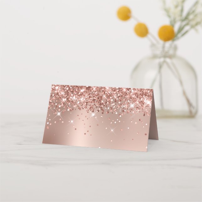 Carte De Placement Glitterie Rose Gold Glam Gradient Blanc (Dos)
