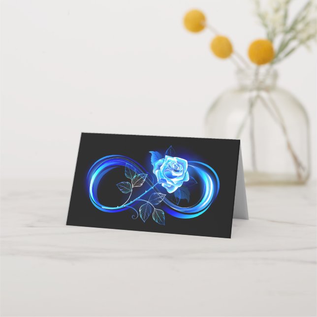 Carte De Placement Glowing infinity with blue rose (Devant)