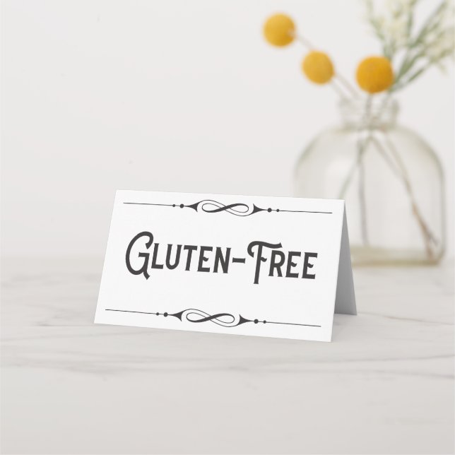 Carte De Placement Gluten Gratuit simple élégant marqueur table (Devant)