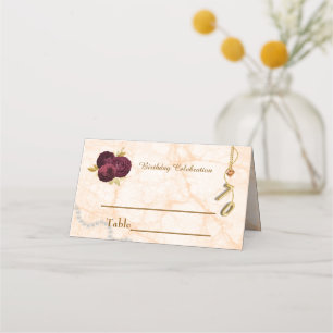 Carte De Placement Gold 70th Birthday Celebration & Rose anglais