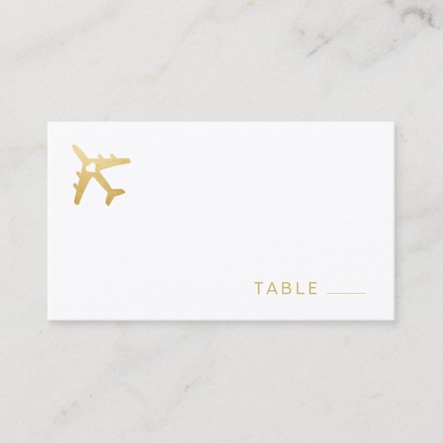 Carte De Placement Gold Avion Voyage thème Mariage NOIR PAPIER (Devant)