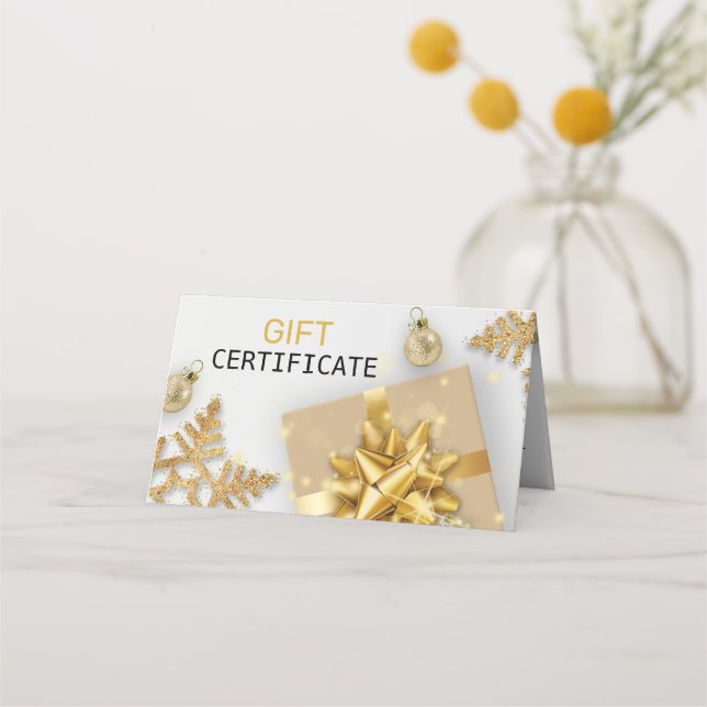 Carte De Placement Gold Christmas Ball Cadeau Gold Snowflakes Carte c (Devant)