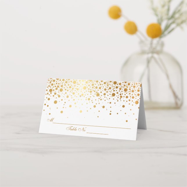 Carte De Placement Gold Confetti Dots Mariage Réception Carte Place (Devant)