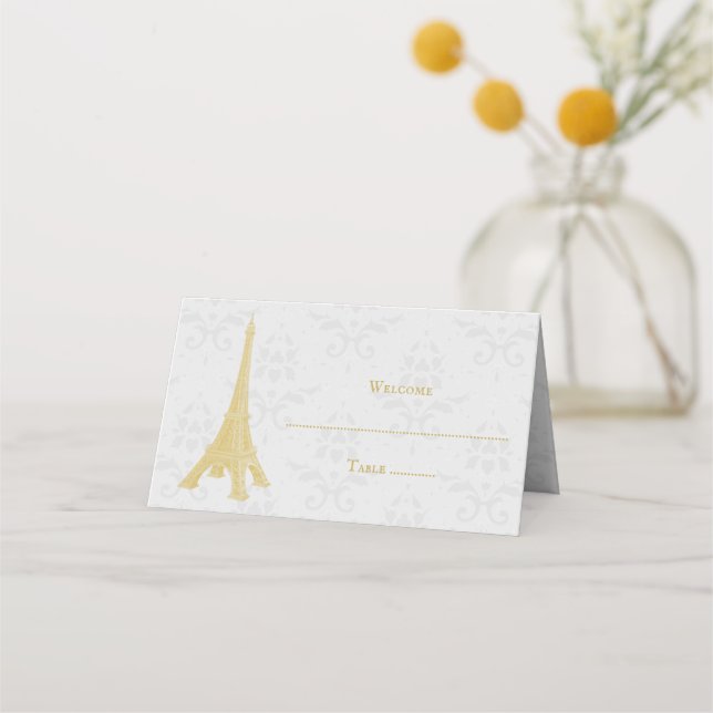 Carte De Placement Gold Eiffel Tower Damask Réception Carte Place (Devant)