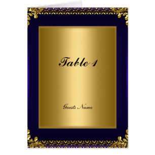 Carte de placement Gold et Royal Blue Table Menu