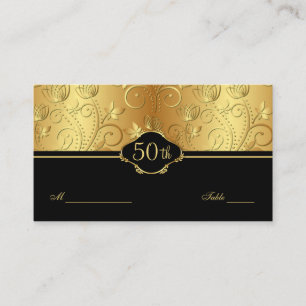 Carte De Placement Gold Floral Noir 50e Mariage Accueil Voiture