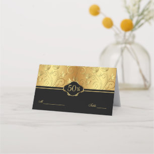 Carte De Placement Gold Floral Noir 50e Mariage Accueil Voiture