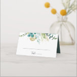 Carte De Placement Gold Floral Tropical Greenery Carte Mariage Place<br><div class="desc">Cette carte de mariage de verdure tropicale à fleurs dorées est parfaite pour un mariage de destination. Le design se compose principalement de feuillage vert aquarelle peint à la main et de fleurs dorées. Personnalisez le dos de la carte avec les noms de la mariée et du marié et la...</div>