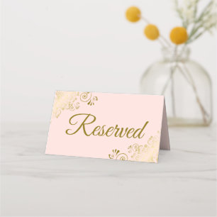 Carte De Placement Gold Frills Blush Rose Elégant Mariage Réservé