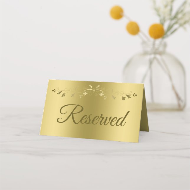 Carte De Placement Gold Gradient & Filigree Mariage élégant Réservé (Dos)
