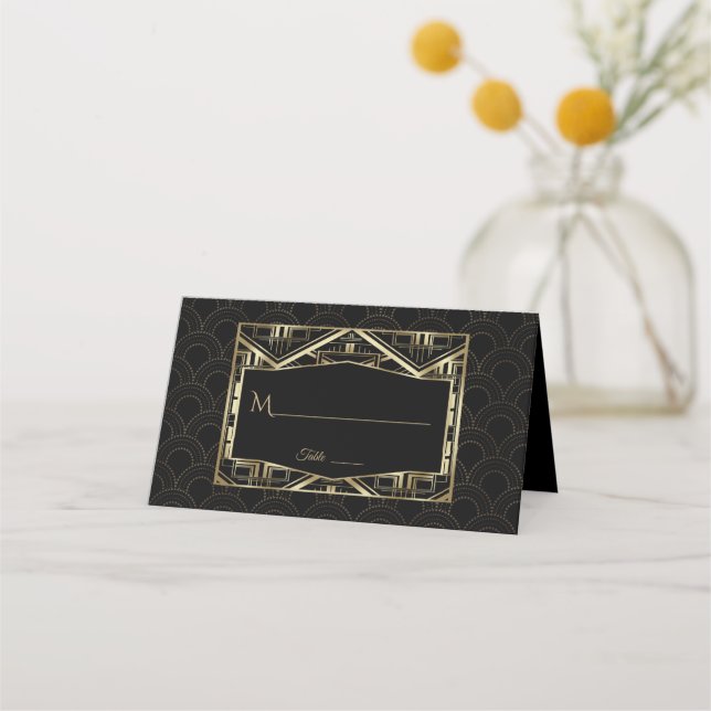 Carte De Placement Gold Great Gatsby Art Déco Style Mariage (Devant)