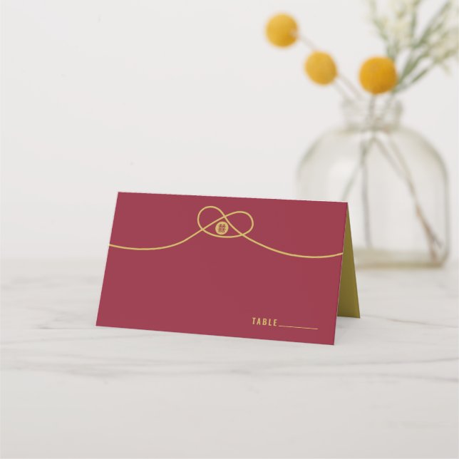 Carte De Placement Gold Knot Union Double Bonheur Mariage chinois (Devant)