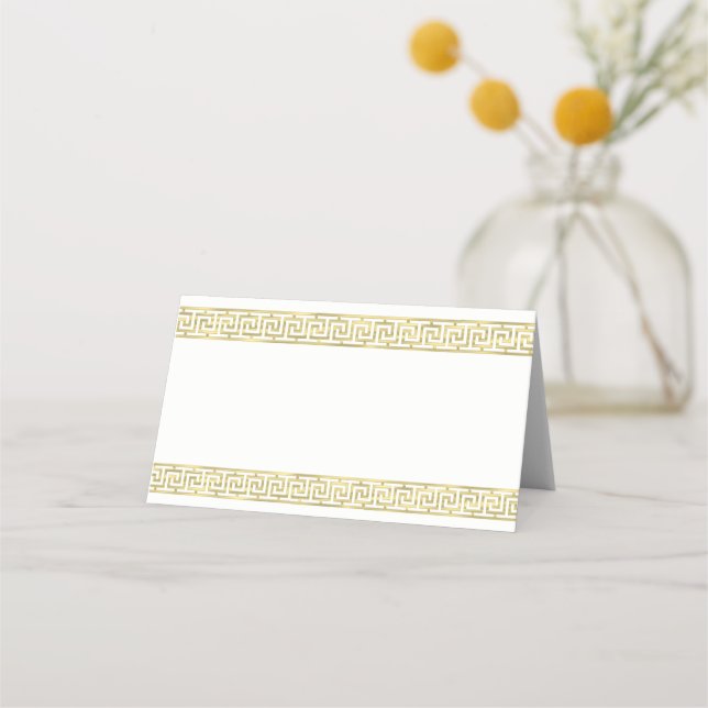 Carte De Placement Gold Look Grec Key Meander Bordure J #4 (Devant)