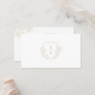 Carte De Placement Gold Minimal Élégant Cerisier Blossom Monogram Cre