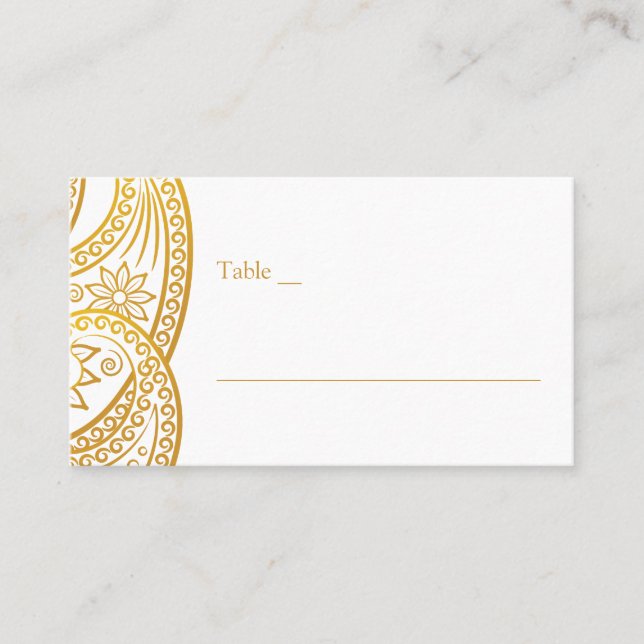 Carte De Placement Gold Paisley Mariage indien traditionnel (Devant)
