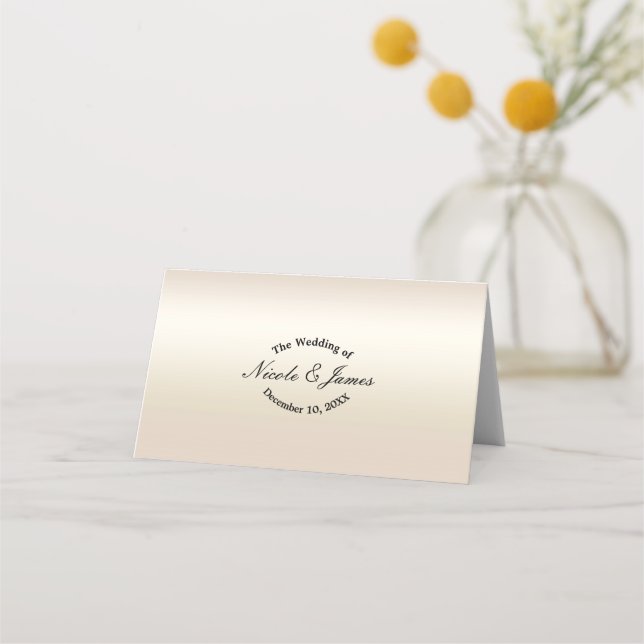 Carte De Placement Gold Pearl Shimmer Élégante table de mariage assis (Devant)
