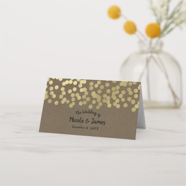 Carte De Placement Gold Script Moderne Chic Rustique Table Mariage Kr (Devant)