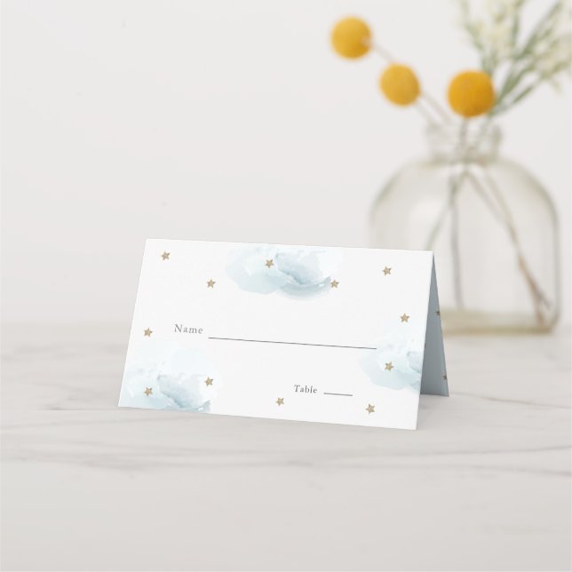 Carte De Placement Gold Star & Blue Cloud Baby shower (Devant)