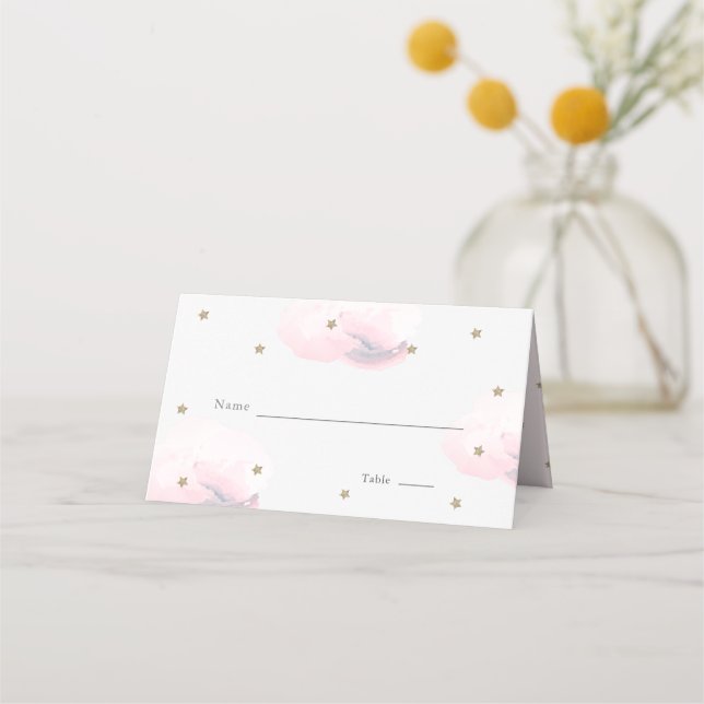 Carte De Placement Gold Star & Pink Cloud Baby shower (Devant)