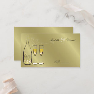 Carte De Placement Golden Bubbly Champagne Bubbles Chic Wedding Party