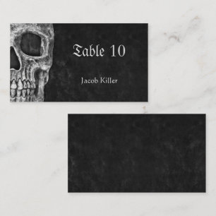 Carte De Placement Gothique Demi Crâne Cool Grunge Noir Et Blanc
