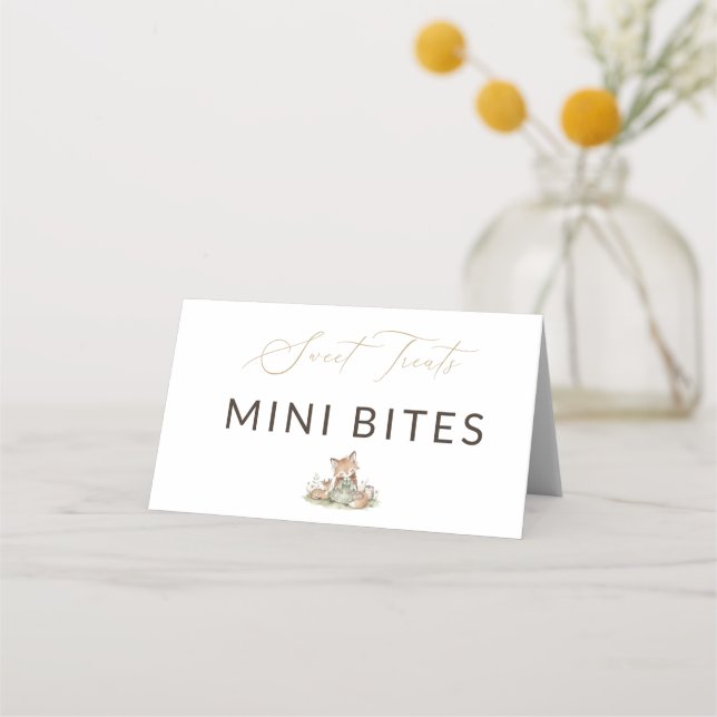 Carte De Placement Gourmandises Mini Bites Fille Renard de la Forêt A (Devant)
