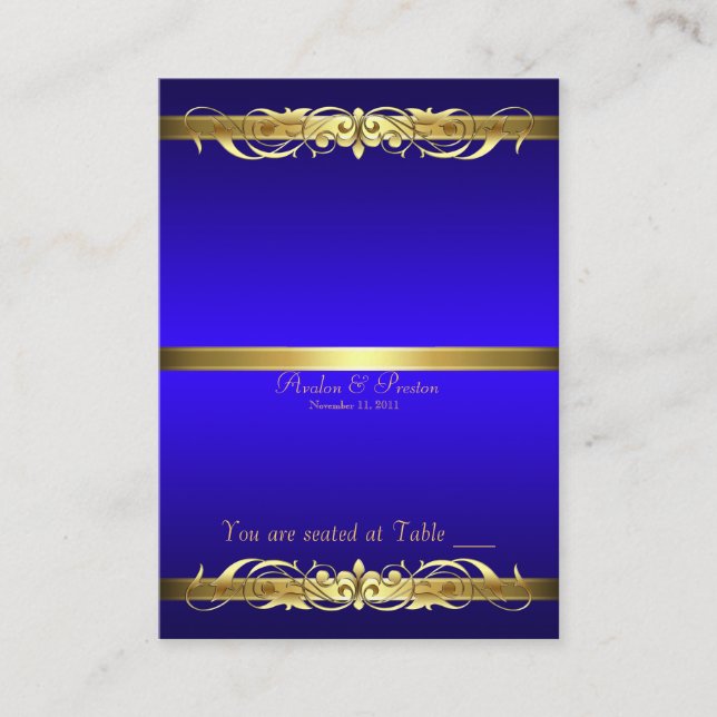 Carte De Placement Grand Duchess Blue Gold Soll Table Placecard (Devant)
