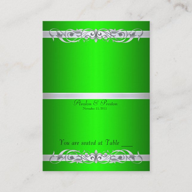 Carte De Placement Grand Duchess Green Scroll Table pliante Plaque (Devant)