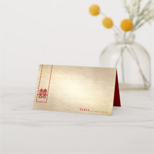 Carte De Placement Grand Rectangle Double Bonheur Or Mariage asiatiqu